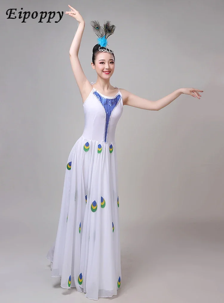 Peacock Dance Grande Swing Saia para Adultos, Performance Wear, Dai Opening Dancing Dress, Novo