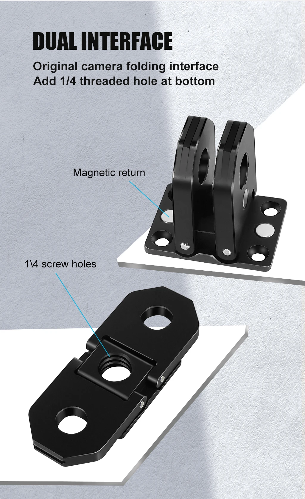 Stativ Mount Adapter Faltbare Magnetische Einbeinstativ Stick Basis 1/4 "Loch Aluminium Legierung für Insta350 DJI GoPro Action Kamera Käfig Rig – Detail 6