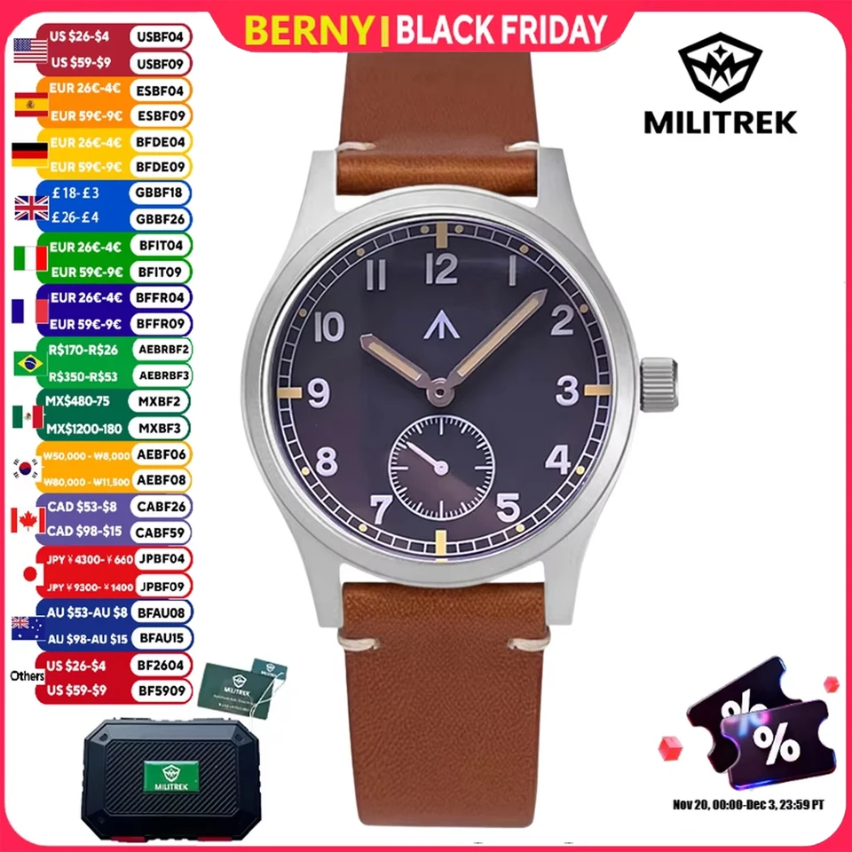 MILITREK Military D12 Watch 36mm AR Sapphire Quartz Movement