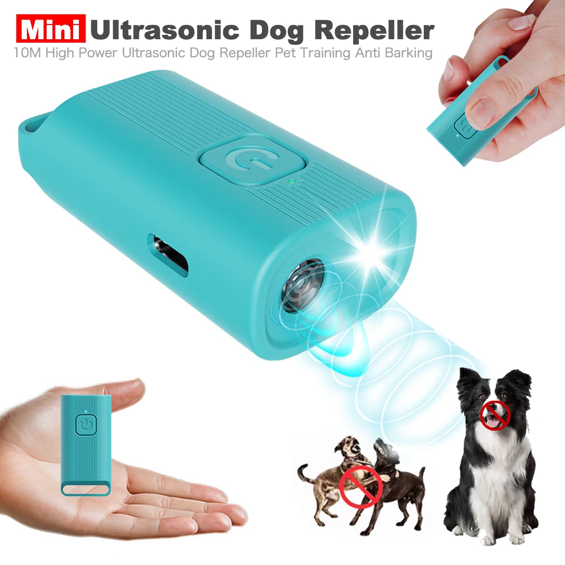 

3 in 1 Portable Mini Electric Dog Training Ultrasonic Dog Repeller Puppy Anti-bark W/ Flashlight Rechargeable Puppy Accessories