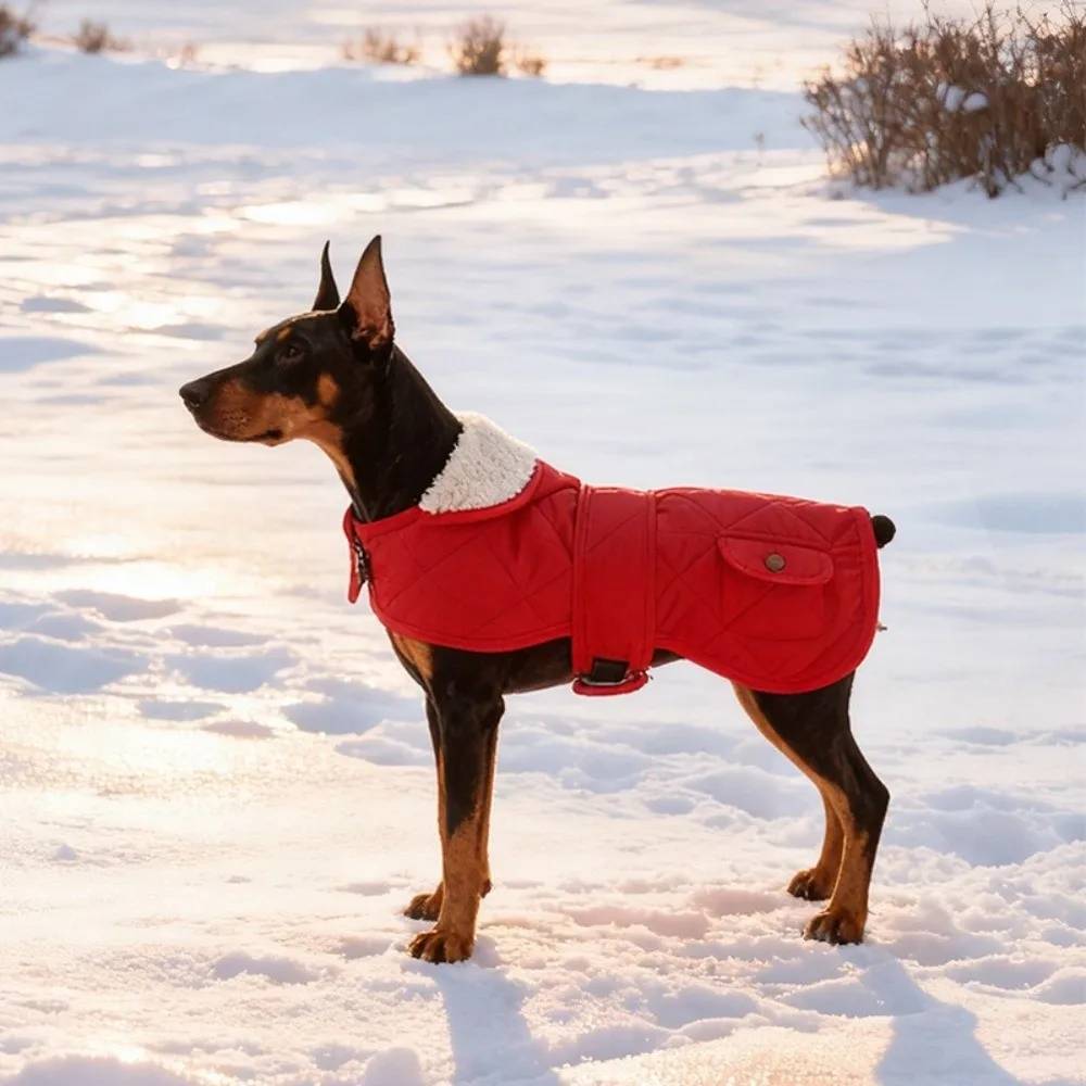 

Warm Dog Winter Coat Adjustable High Collar Dog Thermal Clothing Soft Fleece Thickened Pet Cotton Clothing Autumn Winter