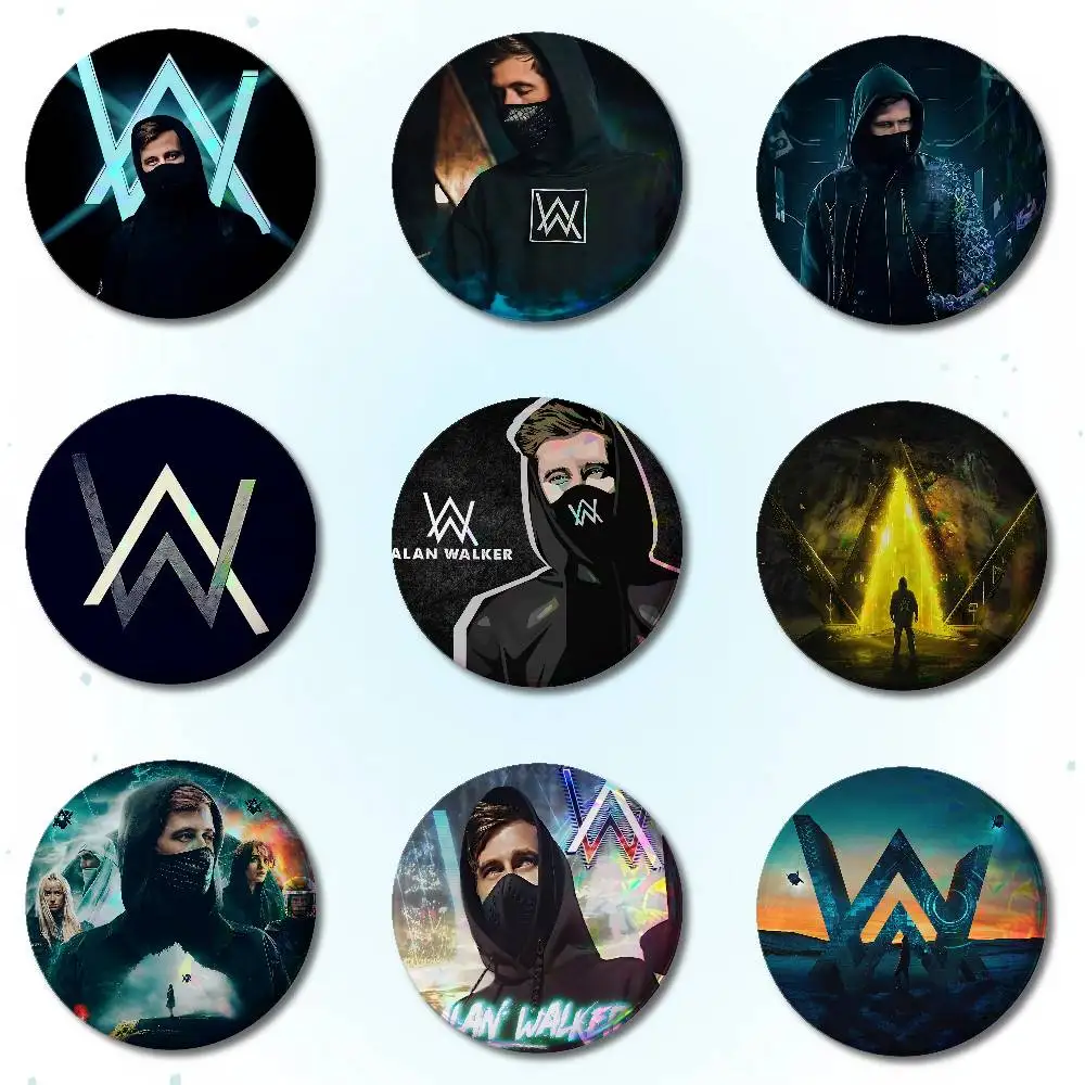 A-Alan Walker DJ Badges Round Brooch Cute Cartoon Idol Cosplay Badges DIY Backpack Clothing Jewelry Pins