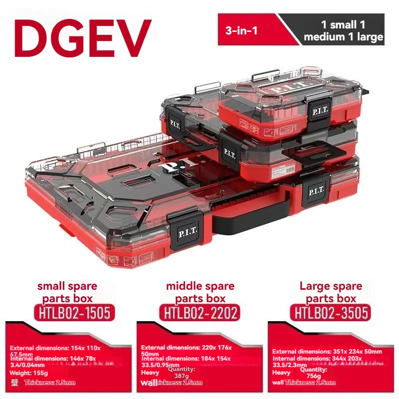 DGEV Multifunctionele Opberg- en Stapelbare Gereedschapskist, Boorkopjesdoos, Opbergdoos voor Boorkopjes, Transparante Onderdelenkist