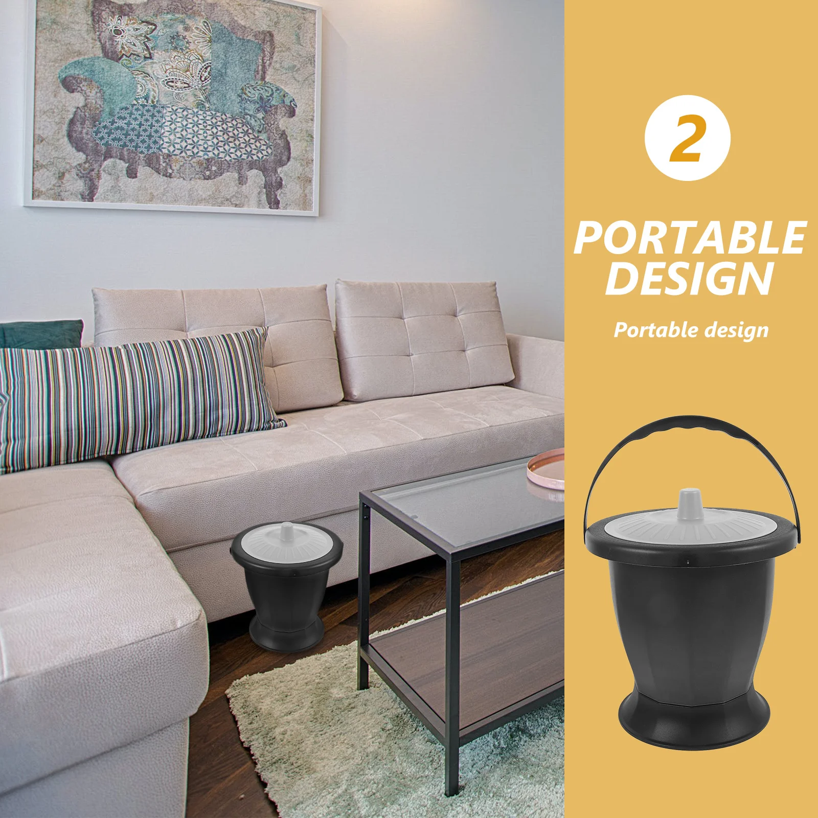 

Adult Chamber Pot Plastic Urine Bucket For Elderly Portable Night Use With Lid Handle Bedside Toilet Reusable Spittoon Durable