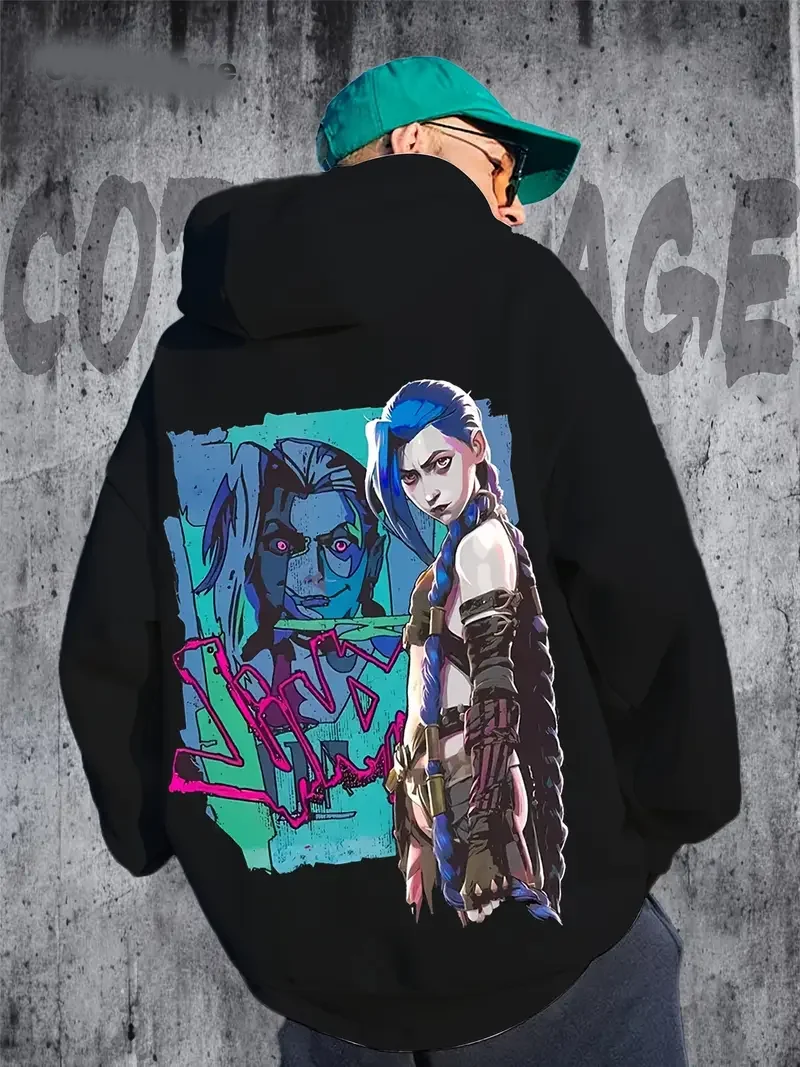 Hot Anime Arcane League Jinx Graphic 3D Print Hoodies Sweatshirt Men Women Tracksuit Pullover Harajuku Y2k Hoodie Men's Clothing