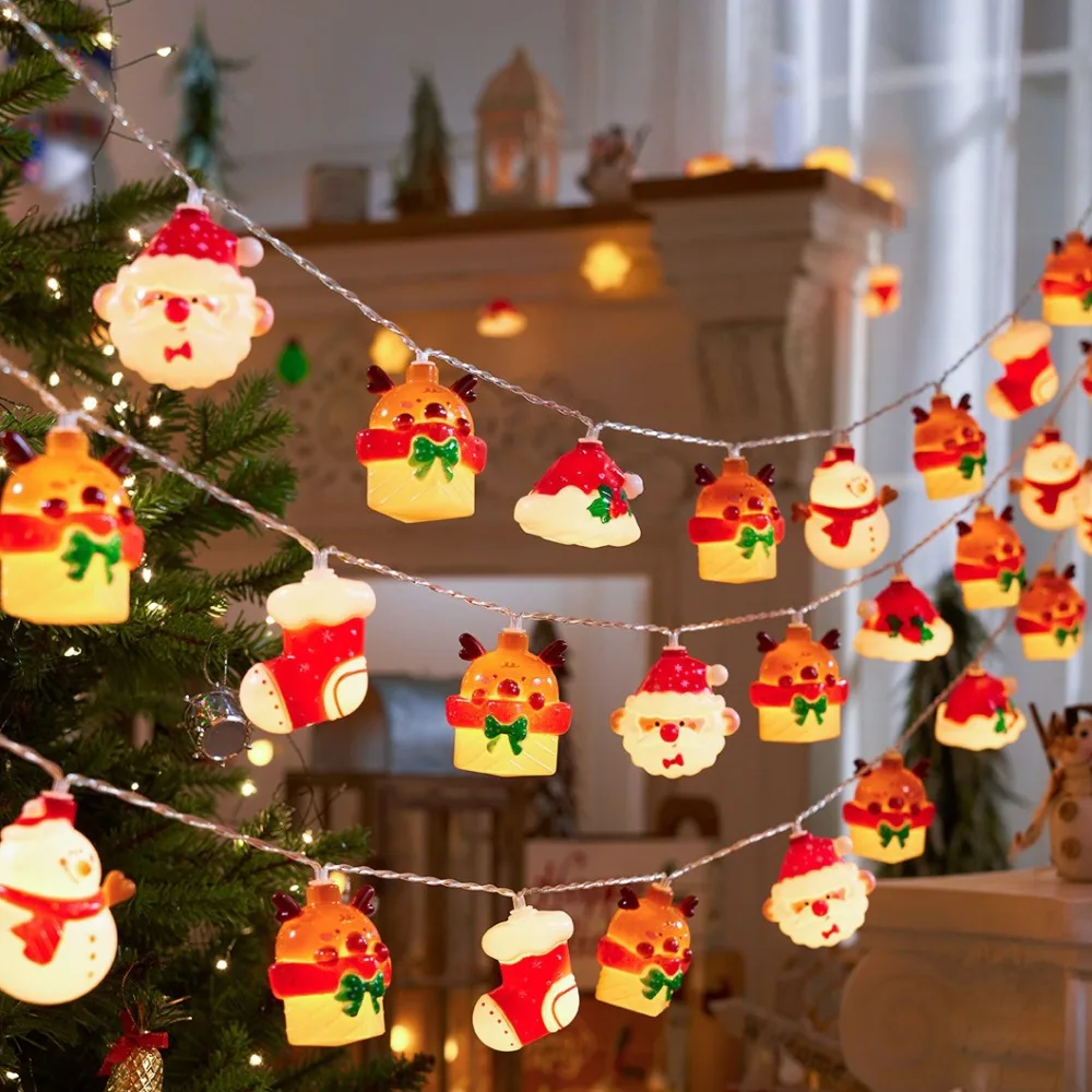 Battery Powered Christmas LED String Lights Assorted Shapes 3D Design Fairy String Lights 20 LED Count Mixed Characters