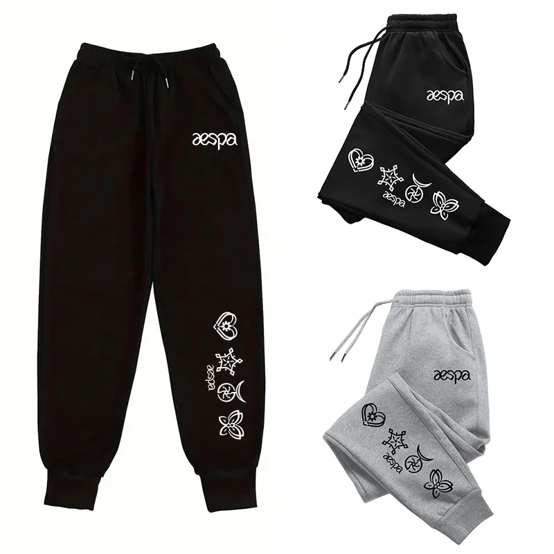

Женские спортивные штаны с принтом K-pop, высококачественные всесезонные повседневные повседневные спортивные брюки для бега, женские домашние удобные брюки для улицы