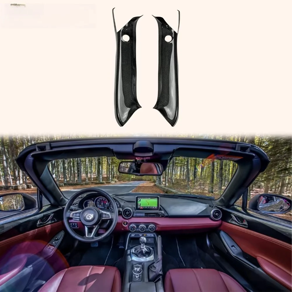 

For Mazda MX5 ND5RC Miata 16-24 Roadster Carbon Fiber Interior A-Pillar Trim