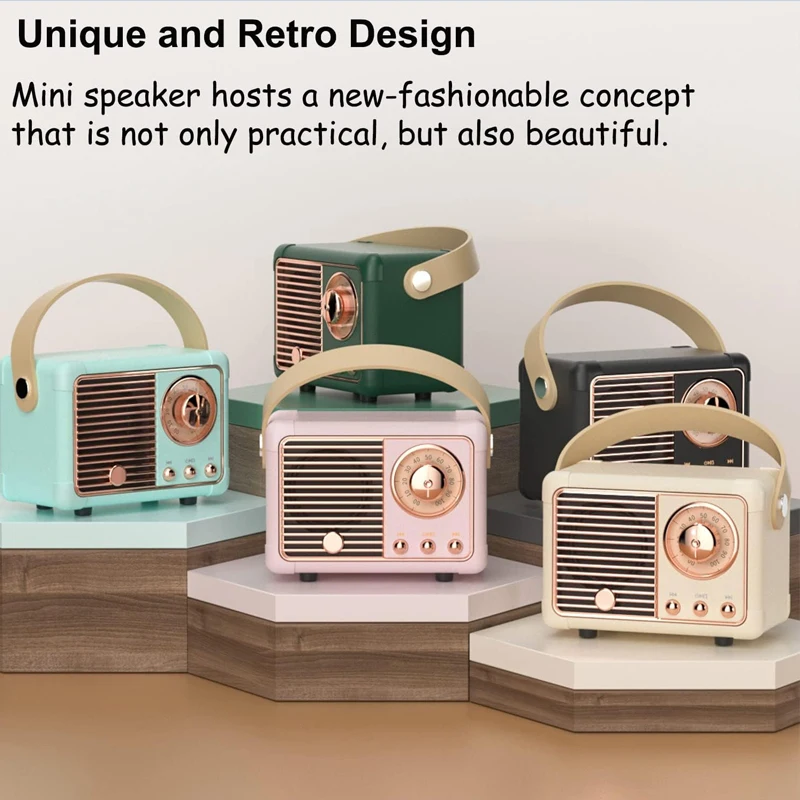 Retro Bluetooth Speaker Small Wireless Bluetooth Speaker Cute Old Fashion Style for Kitchen Desk Bedroom Office Party Outdoor