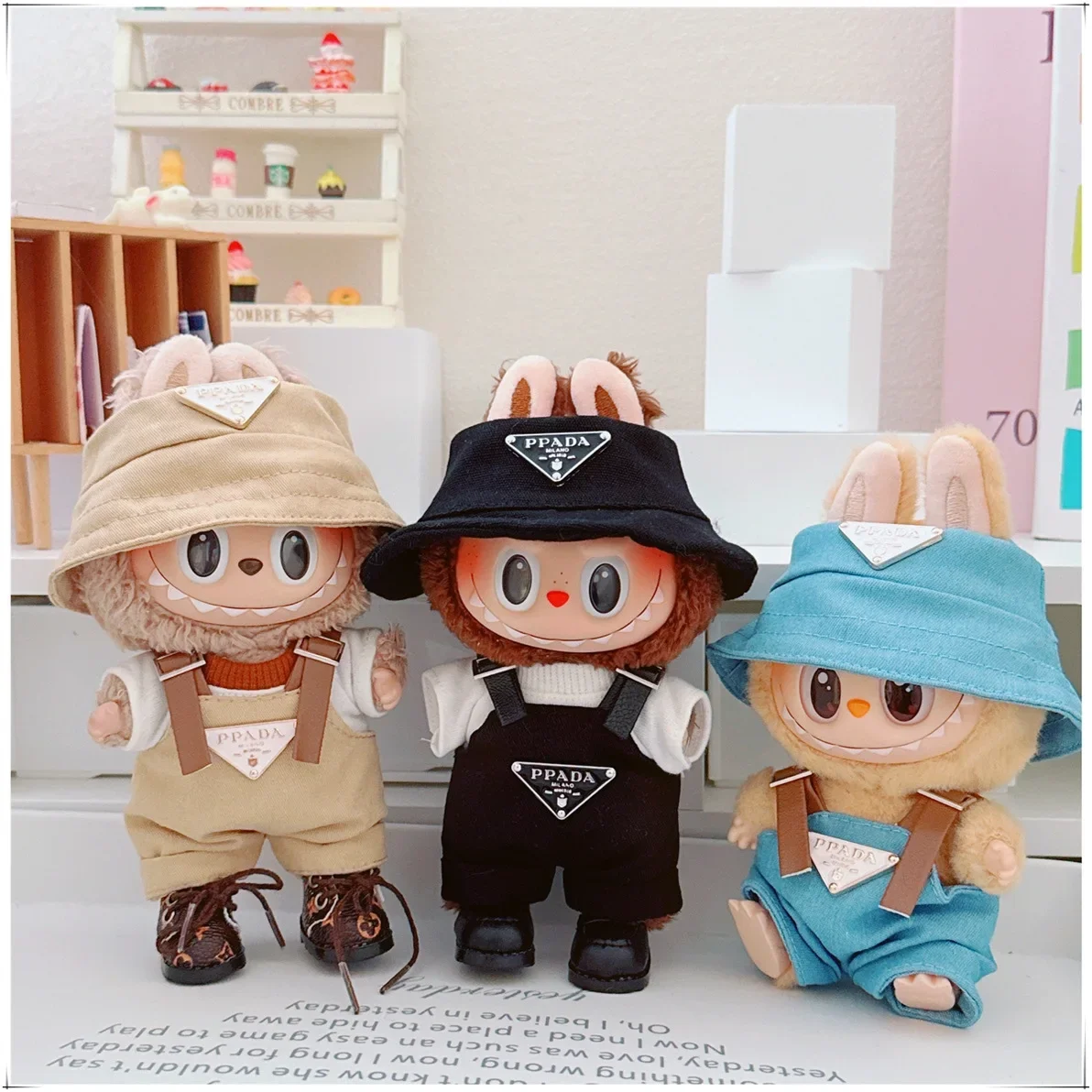For 17cm v1v2 Labubu Clothes Labubu Sitting Party Hat Bib Pant Shoes Dolls Accessories Cute Decoration Game Toys image 4