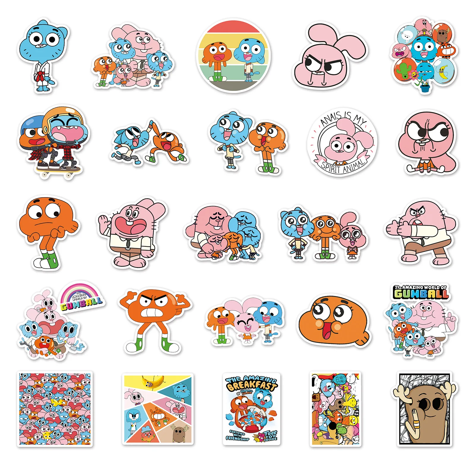 10/50PCS  Cartoon Animation The Amazing World of Gumball Stickers Cute and Funny Graffiti Decals Kids Toy DIY Phone Guitar Cup