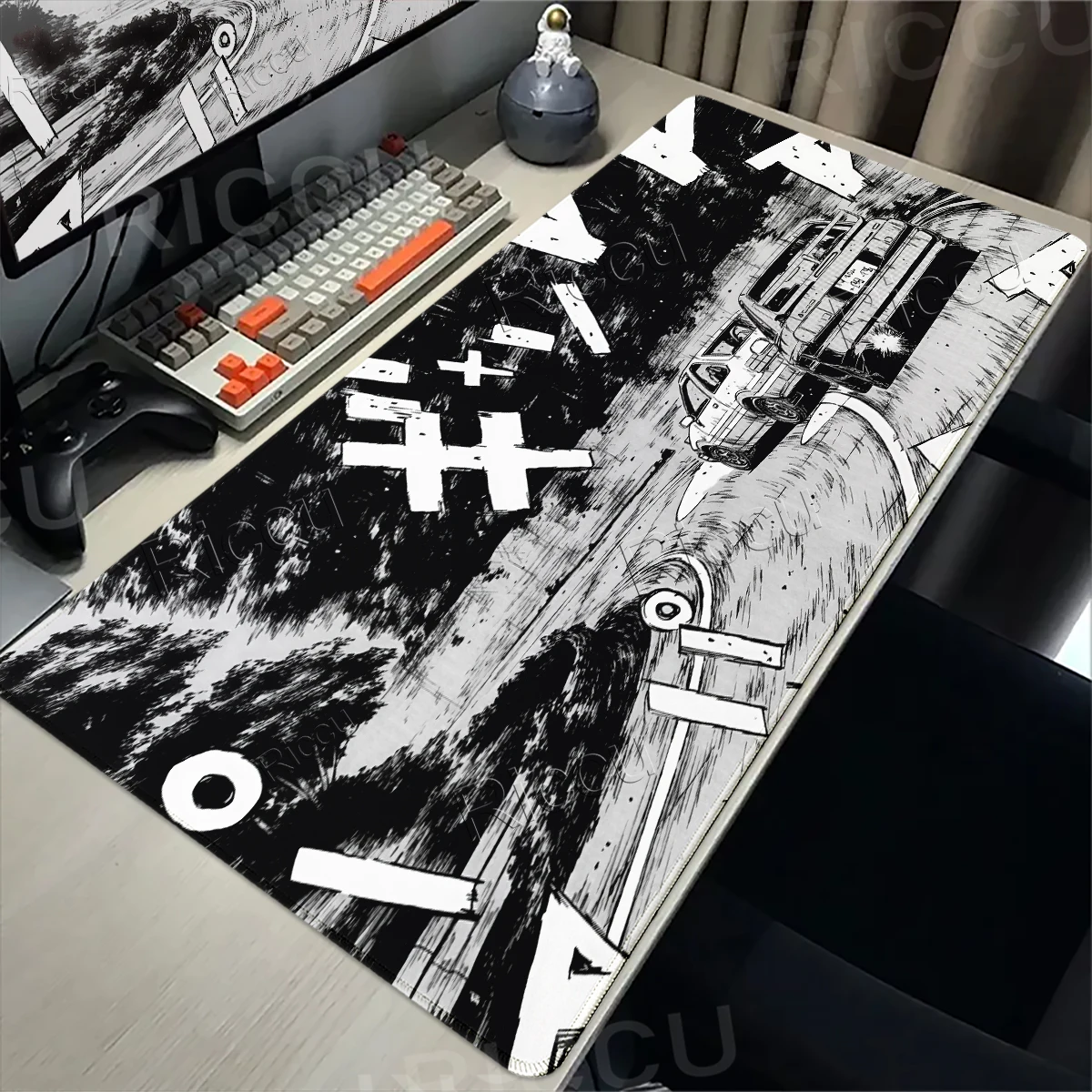 Anime Initial D Gaming Mouse Pad Anti-slip Rubber Base Mausepad Large Gamer Room Decoration Playmats Comic Style Art Mice Carpet