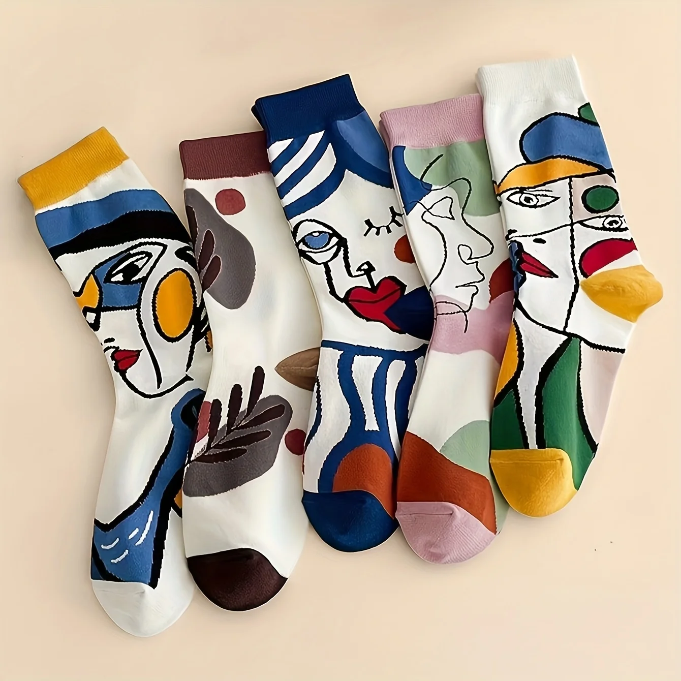 

3-парные популярные носки средней длины в художественном стиле с картиной маслом