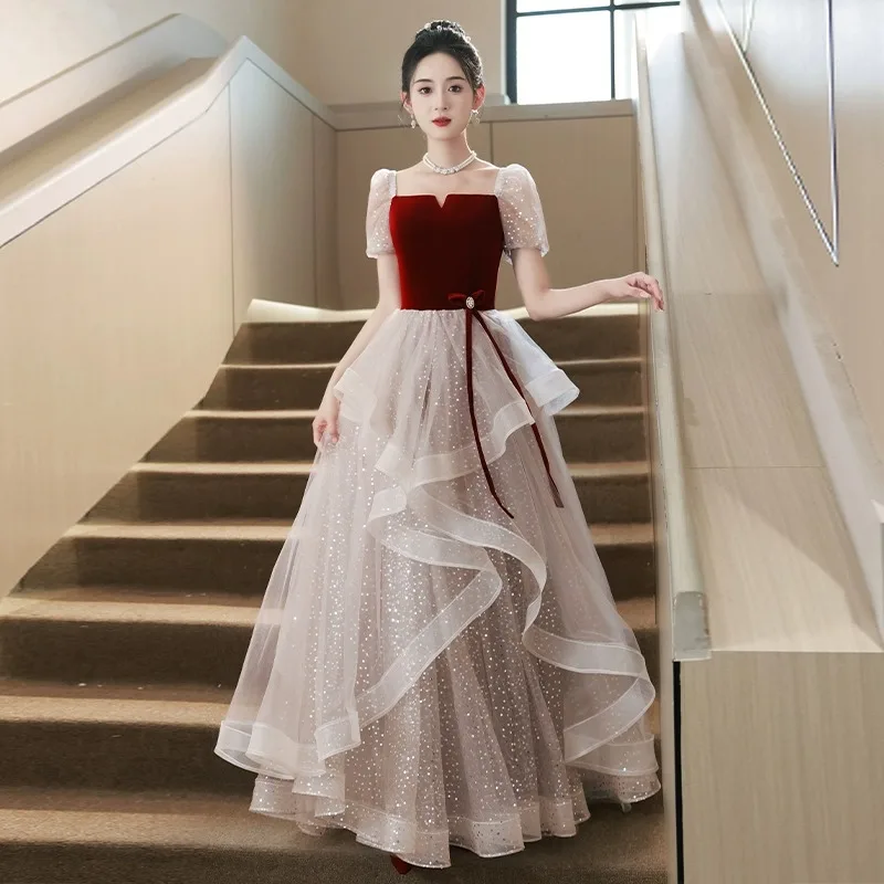 Brinde vestido para noiva primavera casamento estilo diário porta traseira noivado francês high-end acessível luxo noite feminina