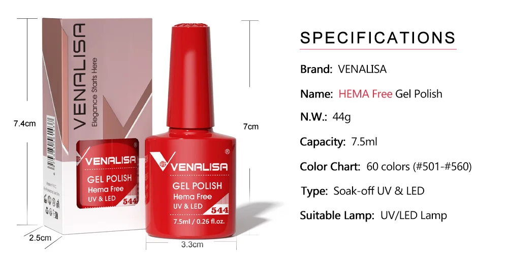 VENALISA VIP5 Nagelgelpoliermittel, 7,5 ml, HEMA/TPO-frei, semi-permanenter Nagellack, Super-Textur, extrem glänzendes, langlebiges Top-Gel – Detail 2