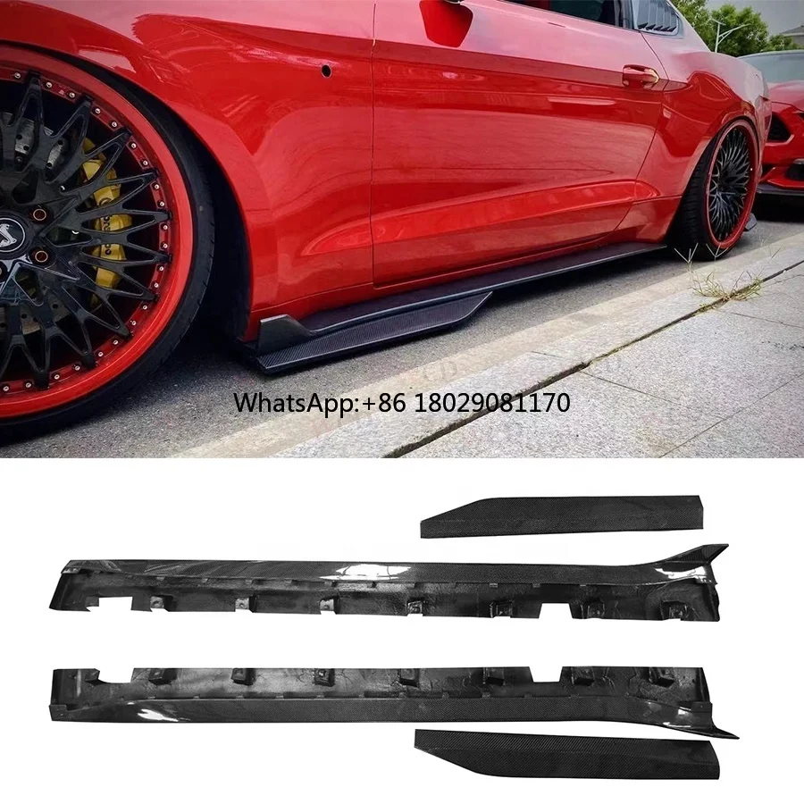 GT500 Style Carbon Fiber Side Skirt For Ford Mustang 2015-2017 Side Bumper Splitter Spoiler Body Kit