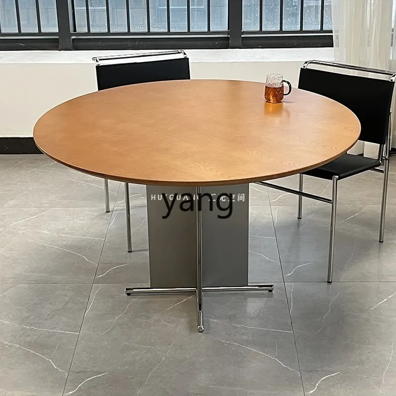 LTT  Chinese antique household round dining table milk tea shop cafe leisure round table negotiation table