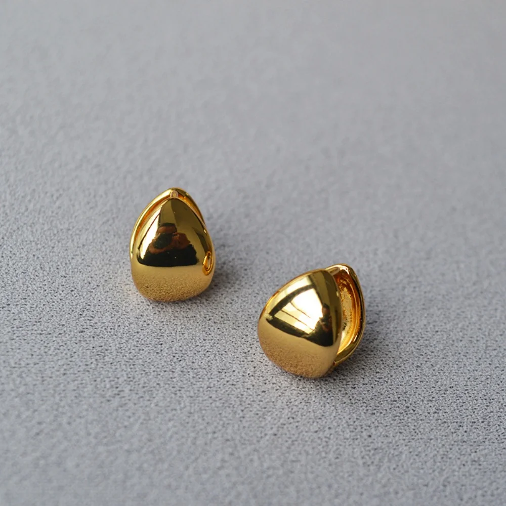 

Chic Minimalist Brass Smooth Water Drop Ear Cuffs Sleek Modern Elegant Earrings for Women