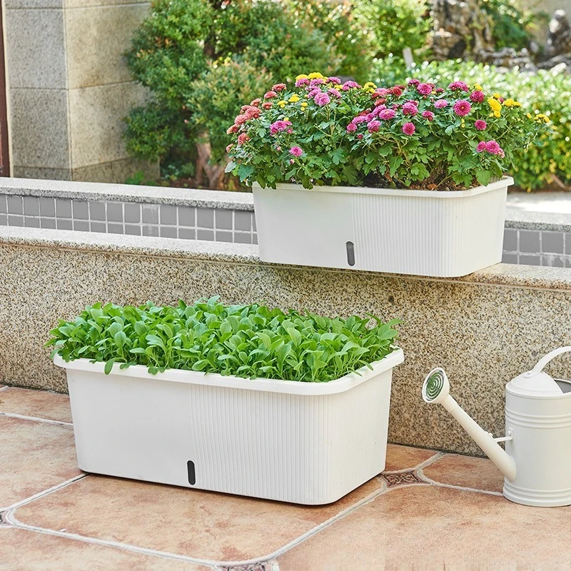 Vegetable planting pots, yang vegetable planting, rectangular extra-large flower pots, lazy self-priming pots, flower troughs