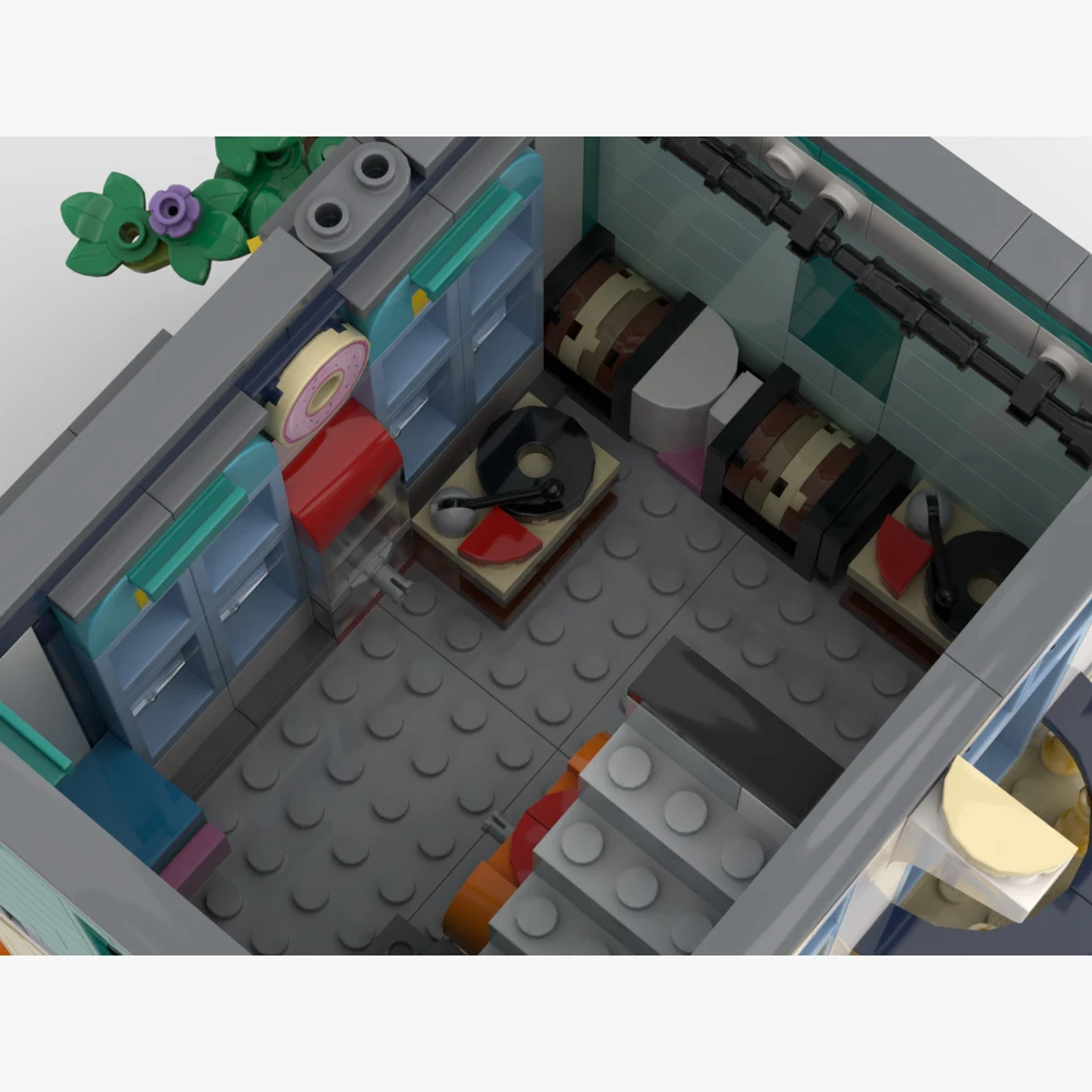 새로운 MOC 핫 세일 도시 거리 풍경 비닐 레코드 상점 모델 블록 모듈형 DIY 조립 어린이 장난감 소년 선물 세트