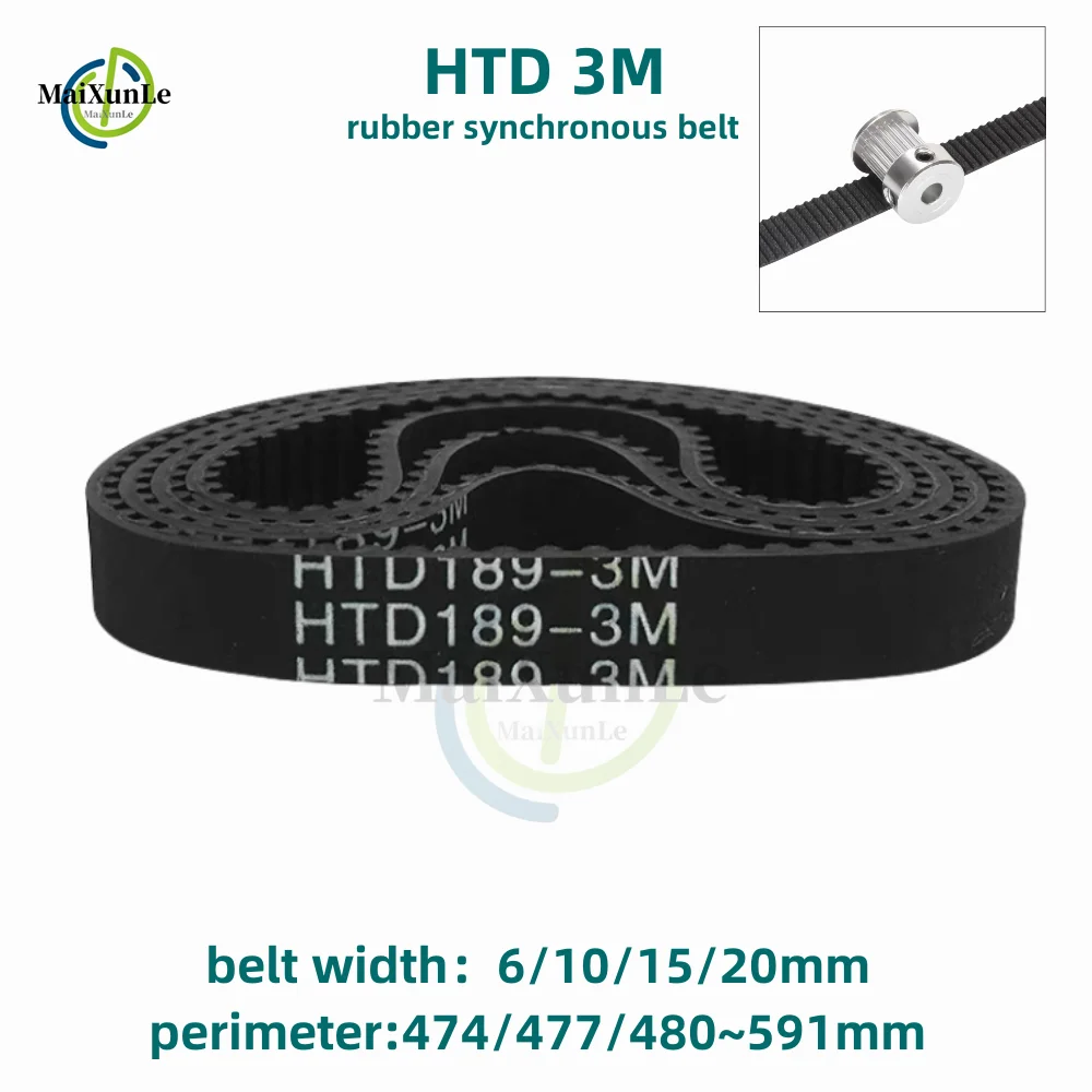 

HTD 3M Synchronous Timing belt length 474/477/480/483/486/489/492/495/498/501/504/510/513/537/540/543/546~591mm Rubber closed