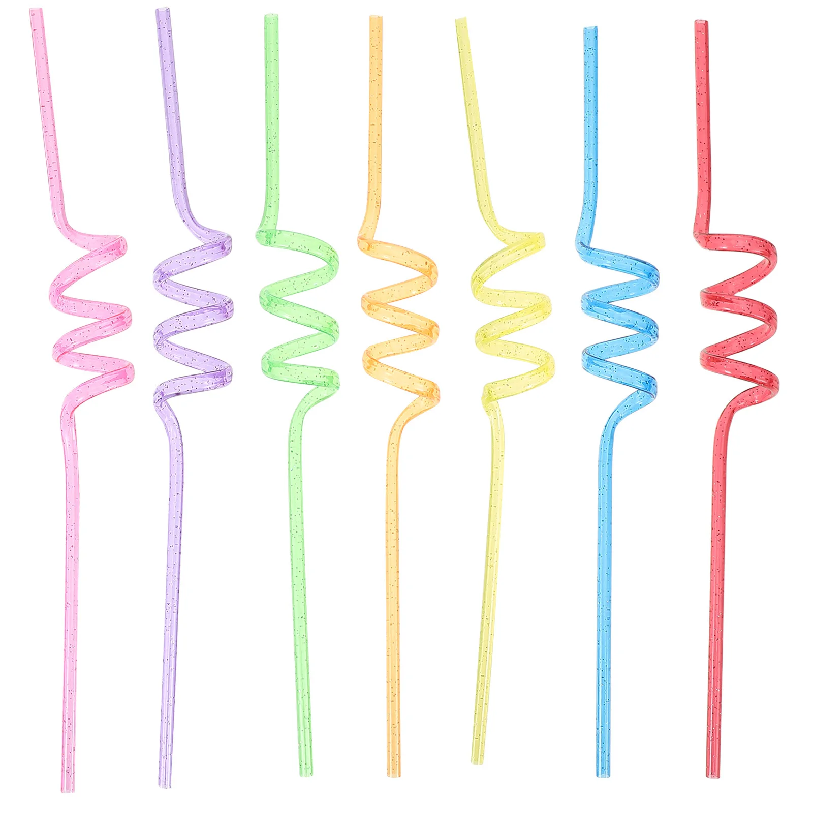 

24Pcs Reusable Glitter Spiral Straws Colorful Hard Plastic Drinking Tubes for Parties Celebrations Tumbler Juice Coffee Fun
