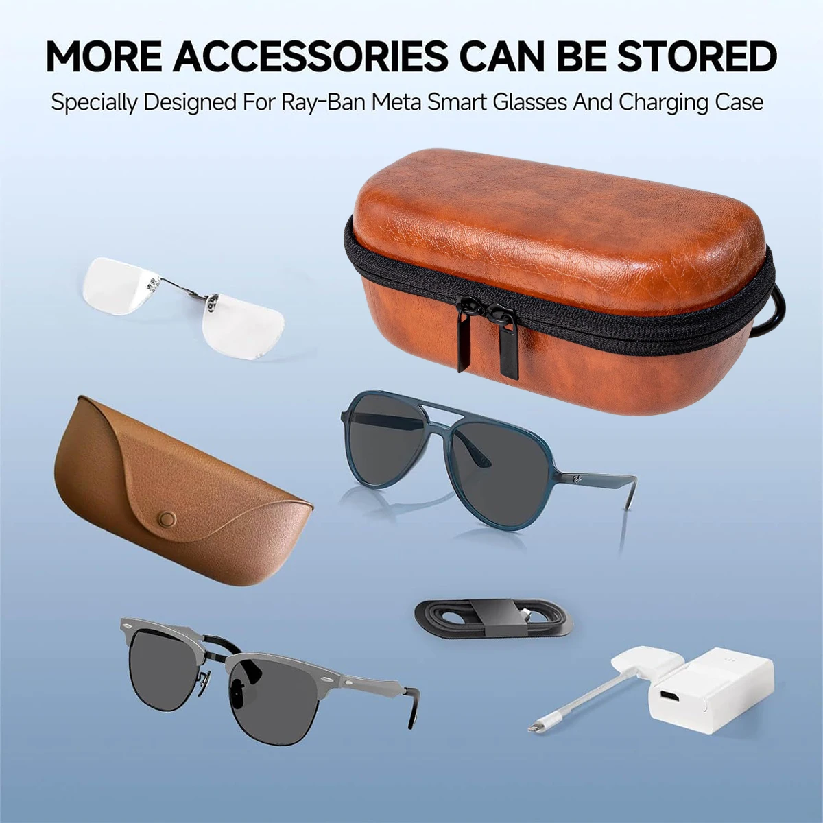 حقيبة تخزين لنظارات Rayban Meta Ai، حقيبة حمل صلبة من إيفا، بطانة مقاومة للصدمات والخدش، متوافقة مع معظم النظارات الذكية