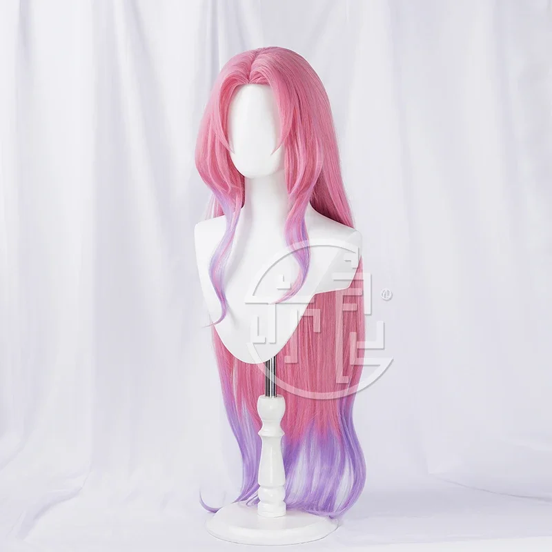 Game LOL KDA Crystal Rose Seraphine Cosplay Wig Women Loose Wave Pink Mixed Purple Wigs Heat Resistant Synthetic Hair Halloween