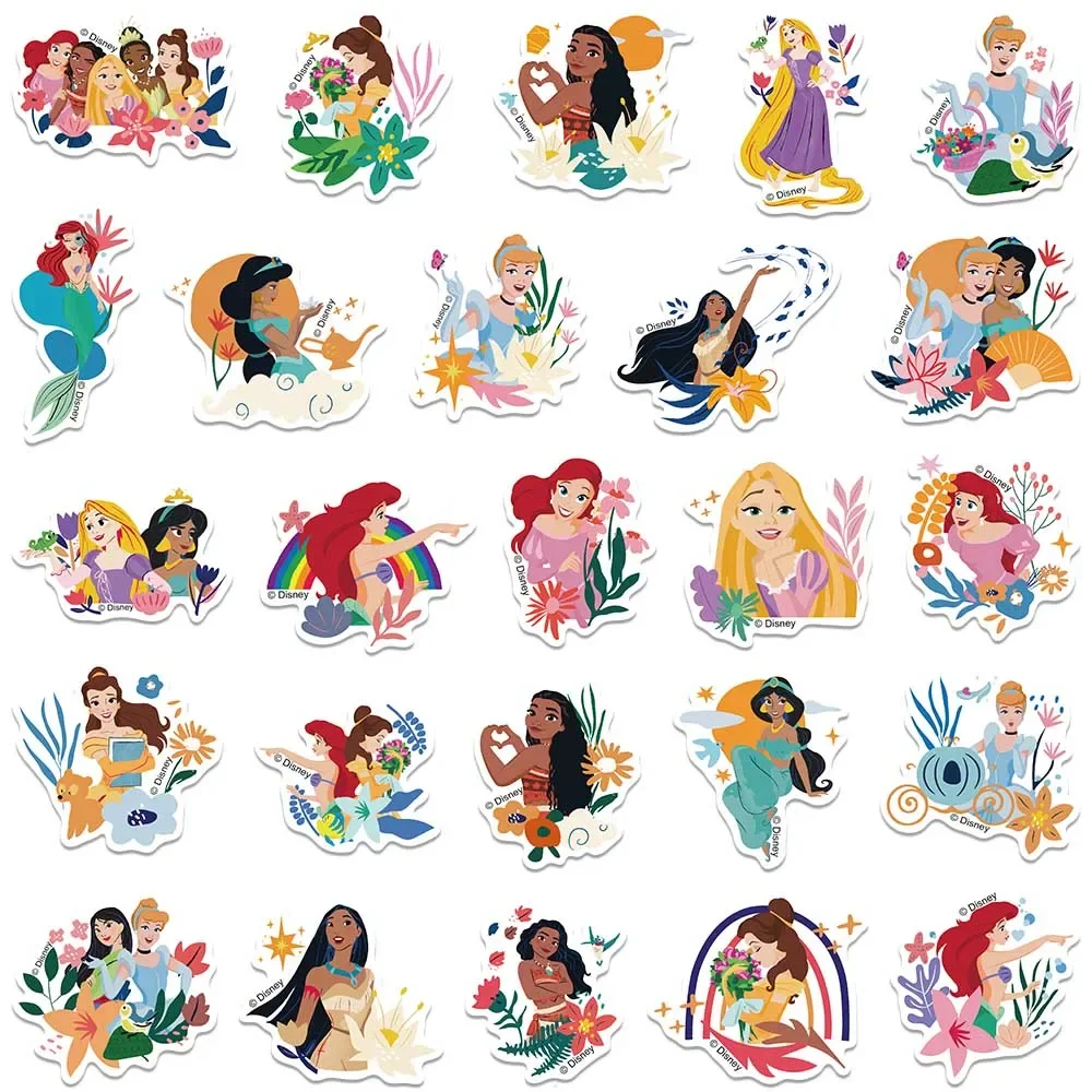 50pcs Disney Snow White Ariel Belle Princess Stickers Aesthetic Graffiti Decals For Kids Laptop Luggage Scrapbook Diary Sticker