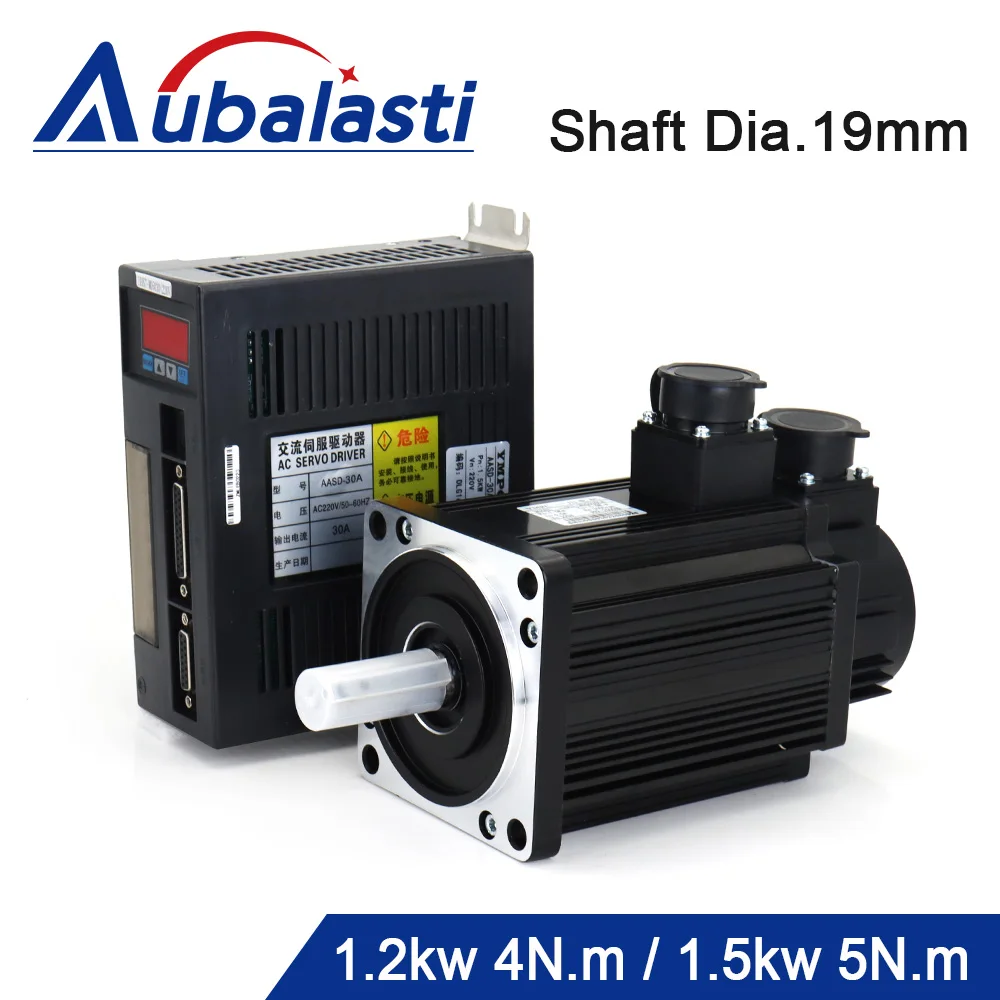 Aubalasti 1.2KW 1.5KW AC Servo Motor Kits 110ST-M04030 4N.m 110ST-M05030 5N.m 220V 3000RPM Match Driver AASD-30A For CNC Router