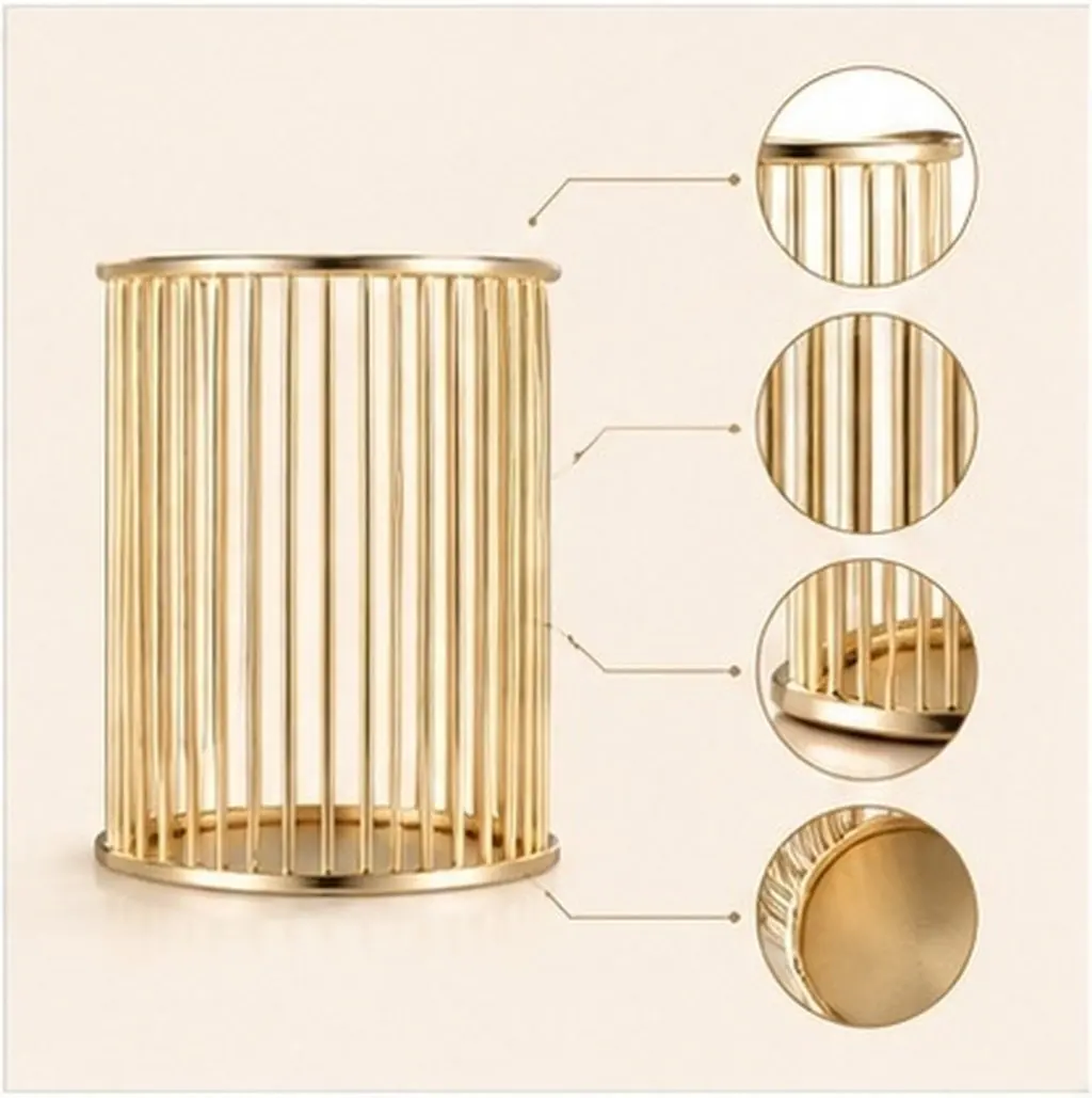 Metal Luxury Gold Holder Organizer Hollow Pen Holder Out Heavy Duty Pencil Desktop Home Office School Clean Tidy