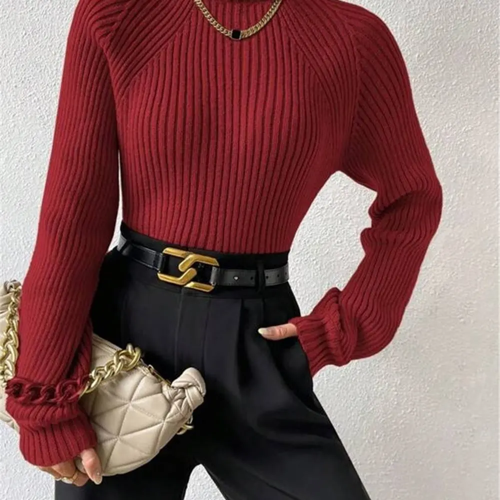 

Women's Loose Slimming Turtleneck Raglan Sleeve Knitted Pullover Sweater Autumn Winter Fashion from European American
