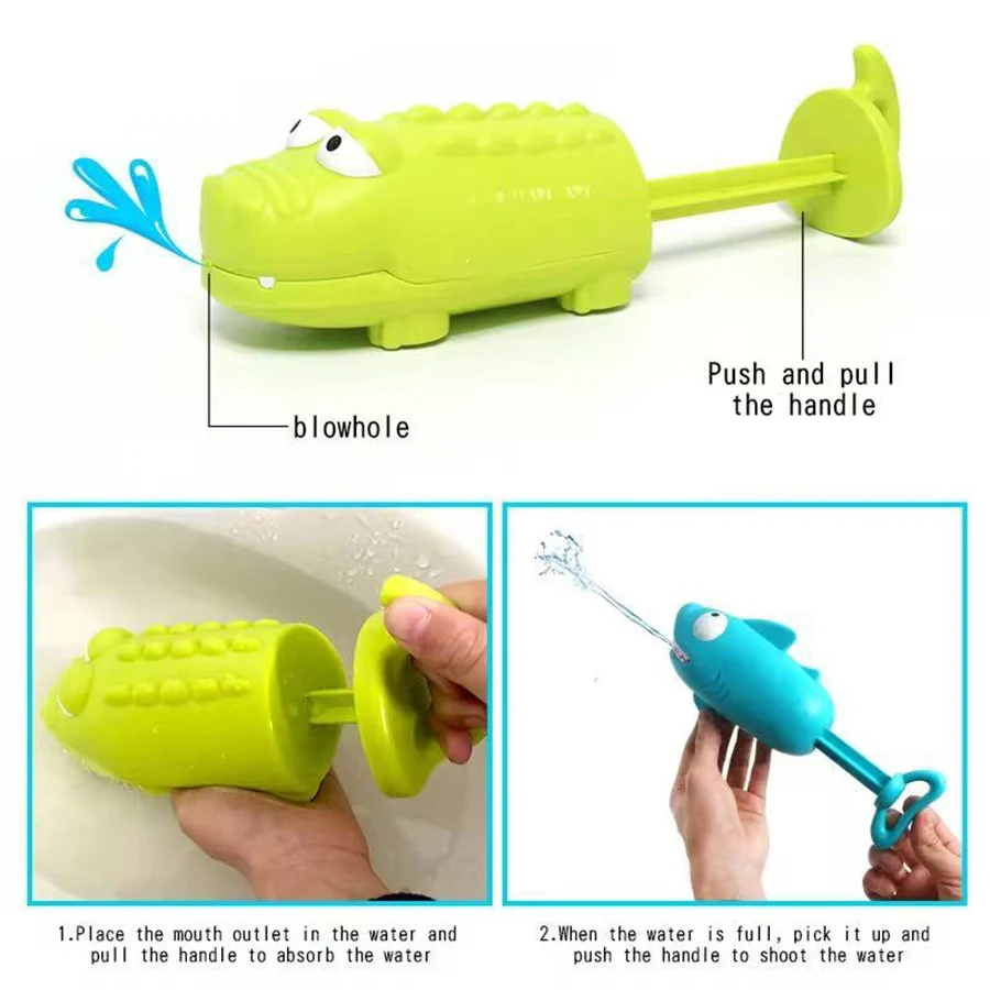 Bambini estraibili pistola ad acqua squalo design estate spiaggia bagno spruzzi divertimento all'aria aperta giocattolo sicuro per l'acqua materiale del fumetto dinosauro portatile