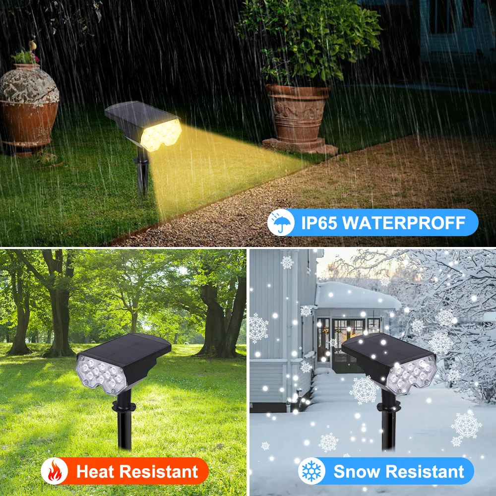 1PC Solar Spot Light 20LED Outdoor Garden Solar Landscape Spotlights IP65 Waterproof 2 Mode Wall Light Door Backyard Garage