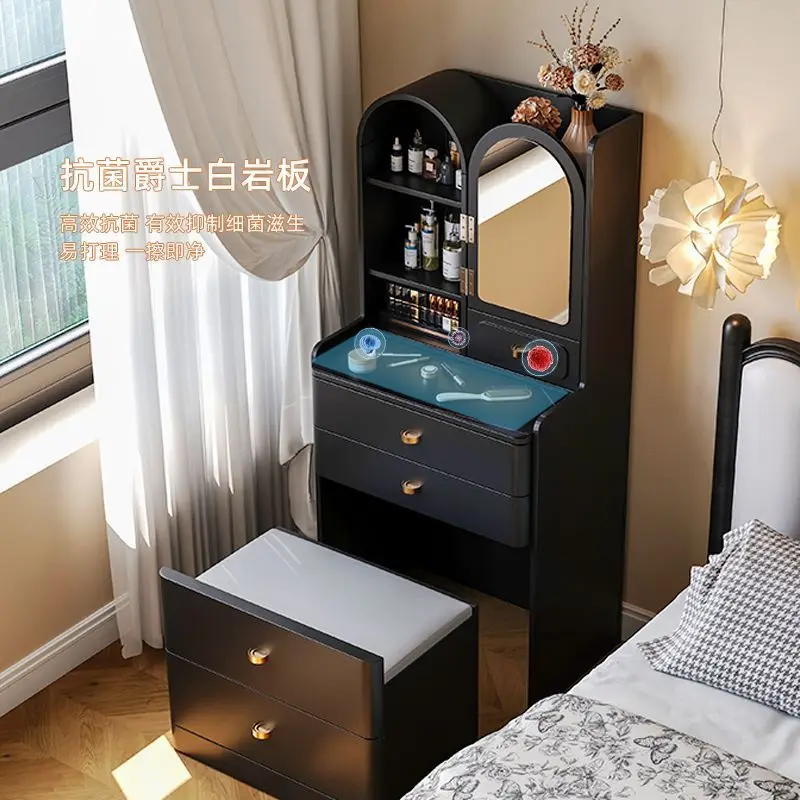طاولة بجانب السرير لغرفة النوم الصغيرة الحديثة والبسيطة، مكتب مكياج صغير متكامل، صندوق تخزين متعدد الوظائف #1