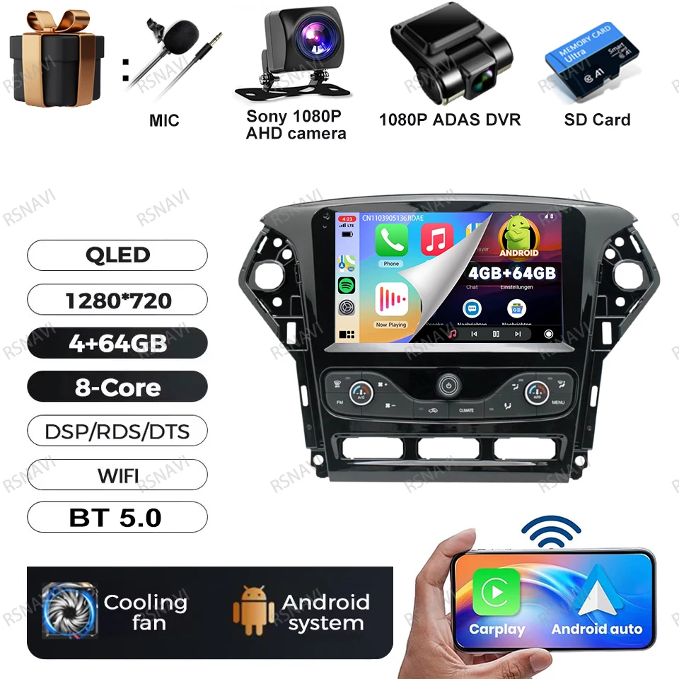 Autoradio Android 15 Voor Ford Mondeo MK4 2007-2014 DVD Viedo Speler BT 4G LTE GPS DSP Head Unit multimedia Stereo Navigatie