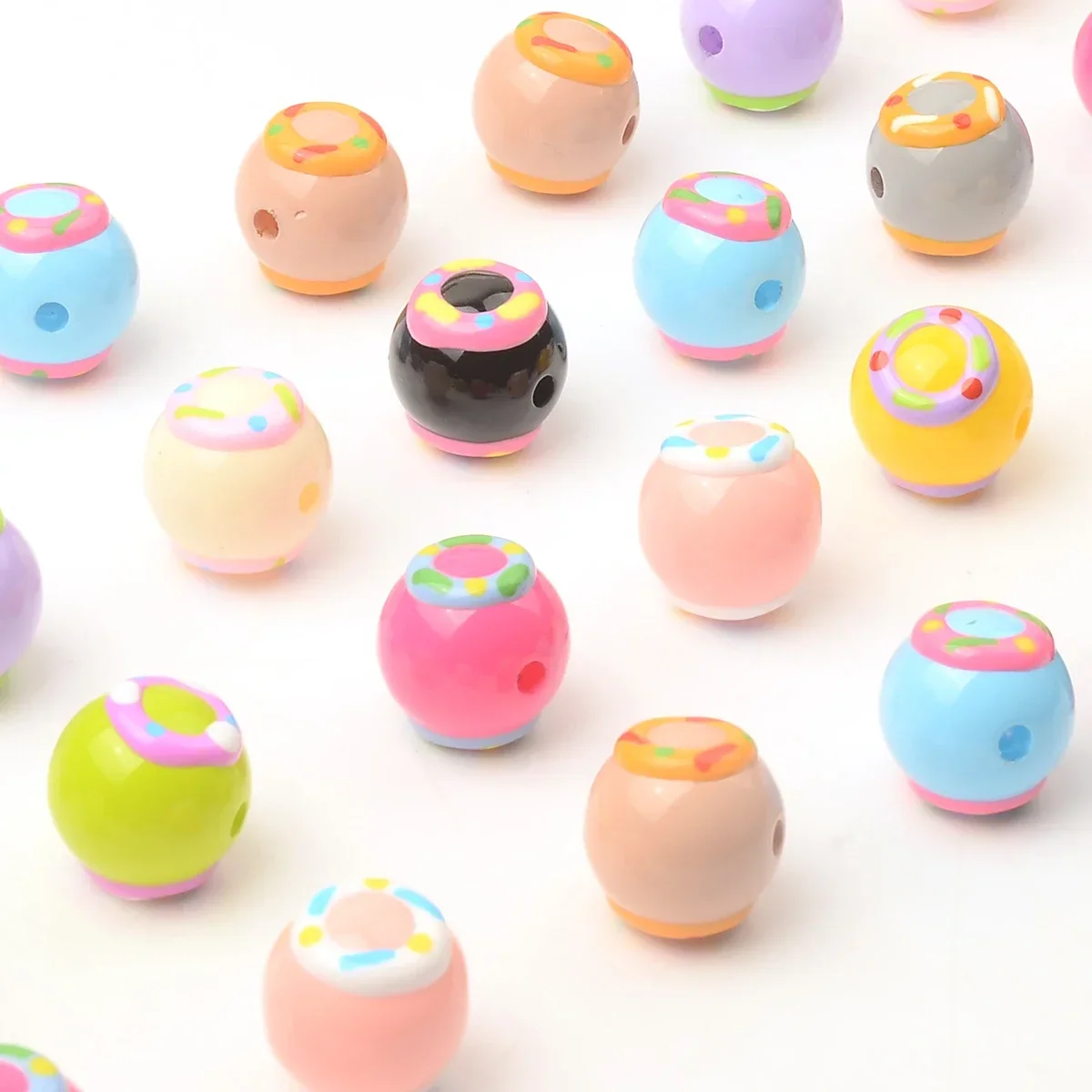 

1.6cm Mix Colors Donut Hand Painted Acrylic Round Beads for Jewelry Making Loose Beads DIY Bracelet Necklace Earring