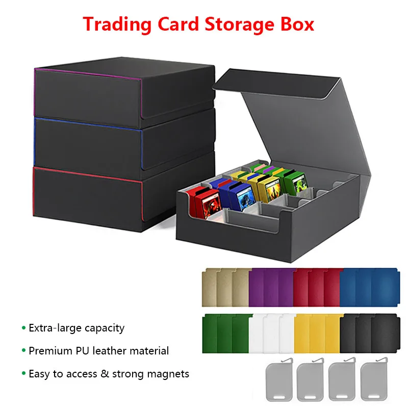 

Коробка для хранения коллекционных карт, большая вместимость, магнитный органайзер из искусственной кожи для более 3000 карт, держатель для игровых карт