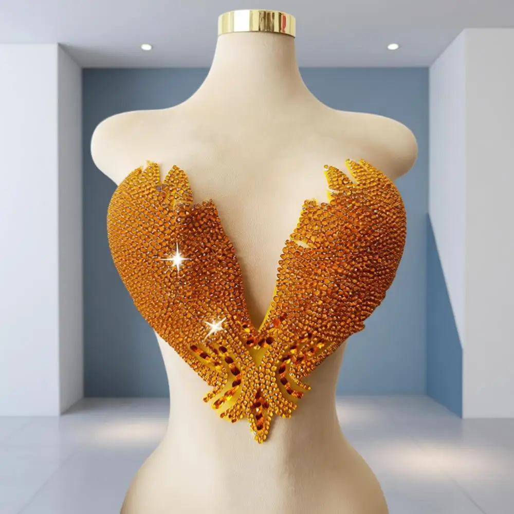 

Блестящая нашивка из каменных бусин для ручного пришивания, аппликация из страз, идеально подходит для украшения свадебных нарядов или одежды - Золотой