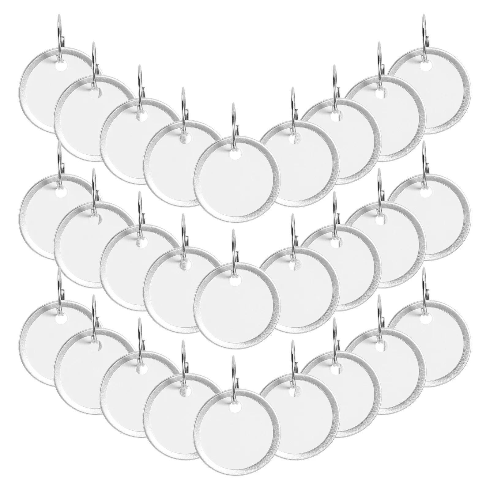 100Pcs Metal Rimmed Round Paper Key Tags Double Sided Writable Tags with Rings for Key Identification and Pricing