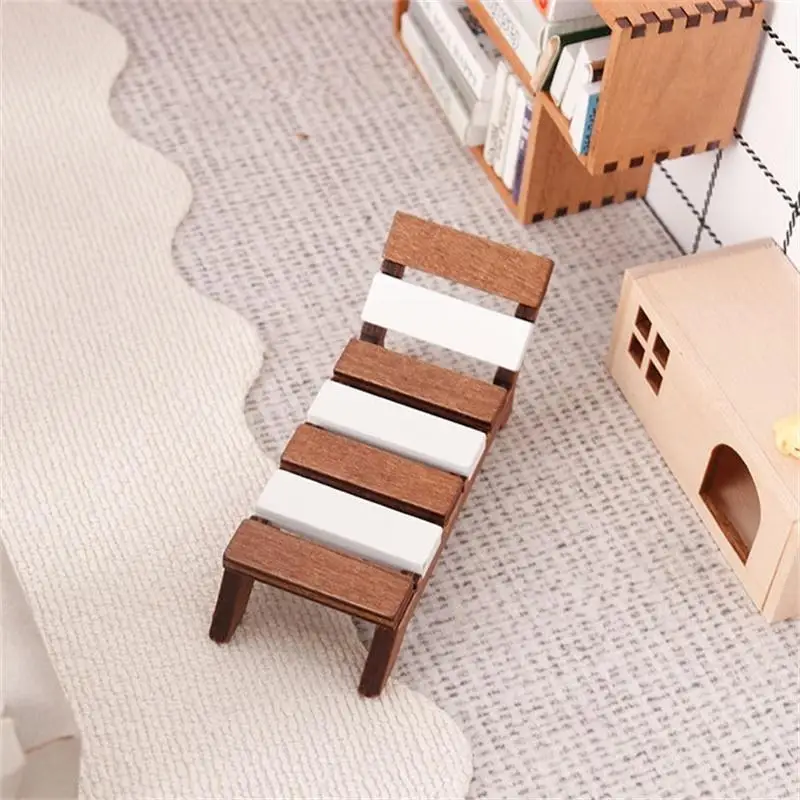 1:12 Dollhouse Miniature Beach Chair Lounger Furniture Home Model Decor Toy Doll House Accessories DIY Scene