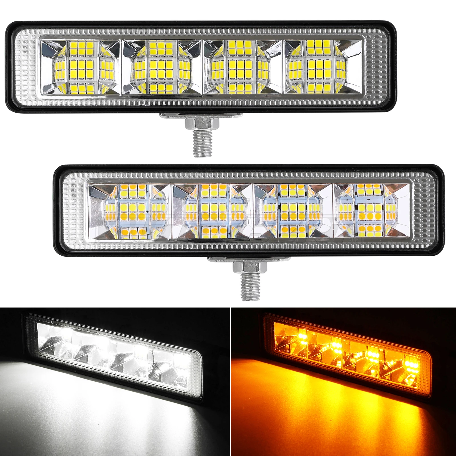 6 Inch Led-lichtbalk Rijden Running Light 72W Werklamp Mistlamp Wit/Amber Voor Motorfiets 4X4 Atv Suv Vrachtwagen Tractor 12V 24V