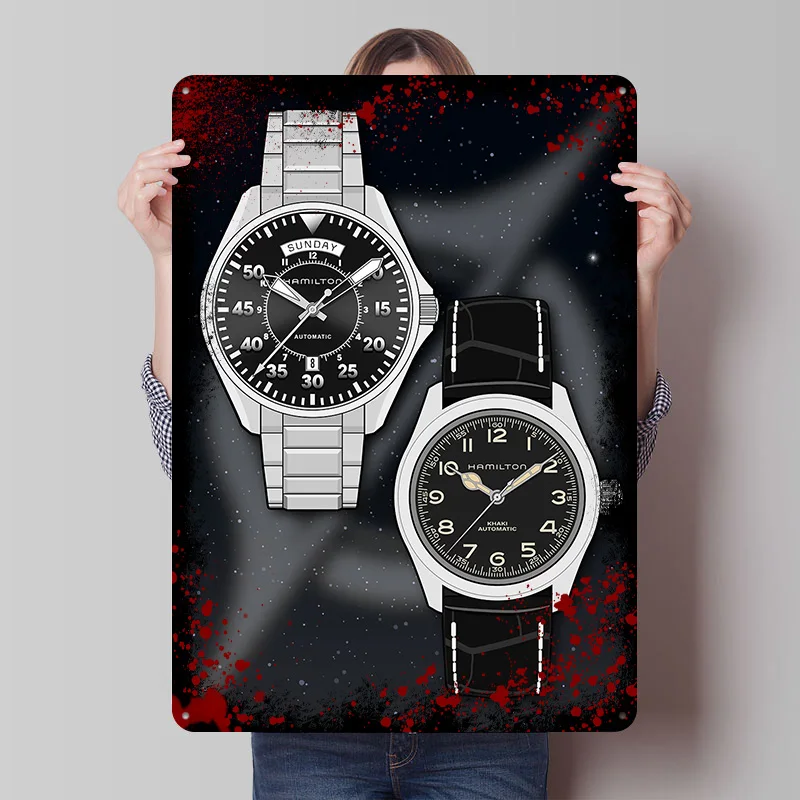 Affiche de montres Hamilton interstellaire, Art mural personnalisé, signes métalliques Vintage, Plaque en étain rétro pour homme, grotte, décoration de bureau, maison