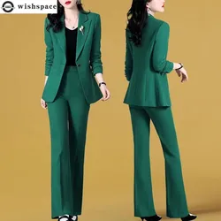 2023 Spring New Thin Jacket Casual Trousers Two-piece Elegant Women Pants Suit Manager Office Outfits Fashion Blazer Pant Style