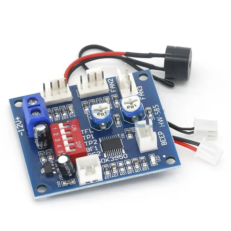 DC 12V 5A PWM PC CPU Fan Temperature Control Speed Controller Module Buzzer High-Temp Alarm NTC B 3950 Thermistor 50K