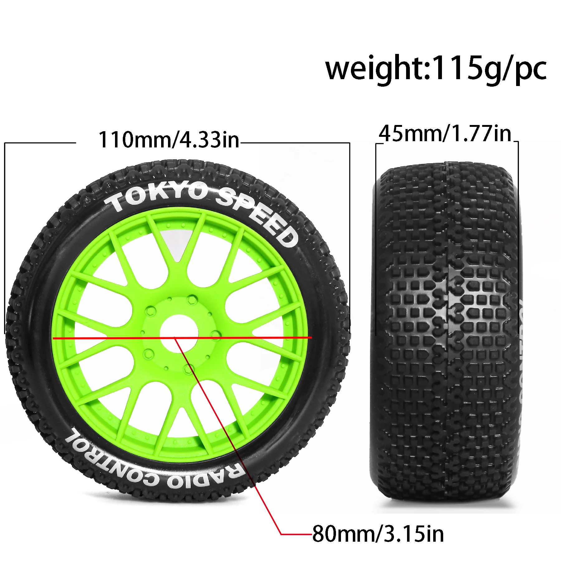 1/8 RC オフロードバギータイヤ Y 字型プラスチックホイール 17 ミリメートル六角 110 ミリメートル外径 1/8 RC バギー Arrma Typhon 3S 6S HSP HPI Redcat 用