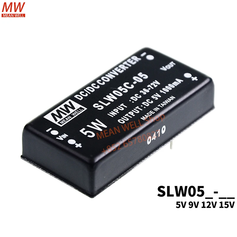 

MEAN WELL Switching Power Module 5W DC-DC Regulated Single Output Converter SLW05C-05 SLW05B-09 SLW05A-15