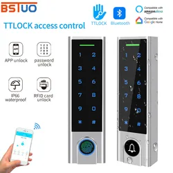 IP66 Waterproof TTLock Mobile APP Smart Standalone Metal Fingerprint Card Password Access Controller 13.56Mhz RFID Reader