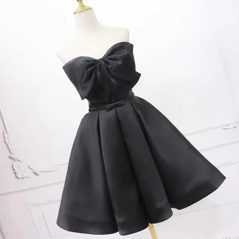 

Reject Return A158 Sweet Memory Short Evening Gowns Birthday Party Dress Girl Woman Lace Up Prom Robes Black Bridesmaid Dresses