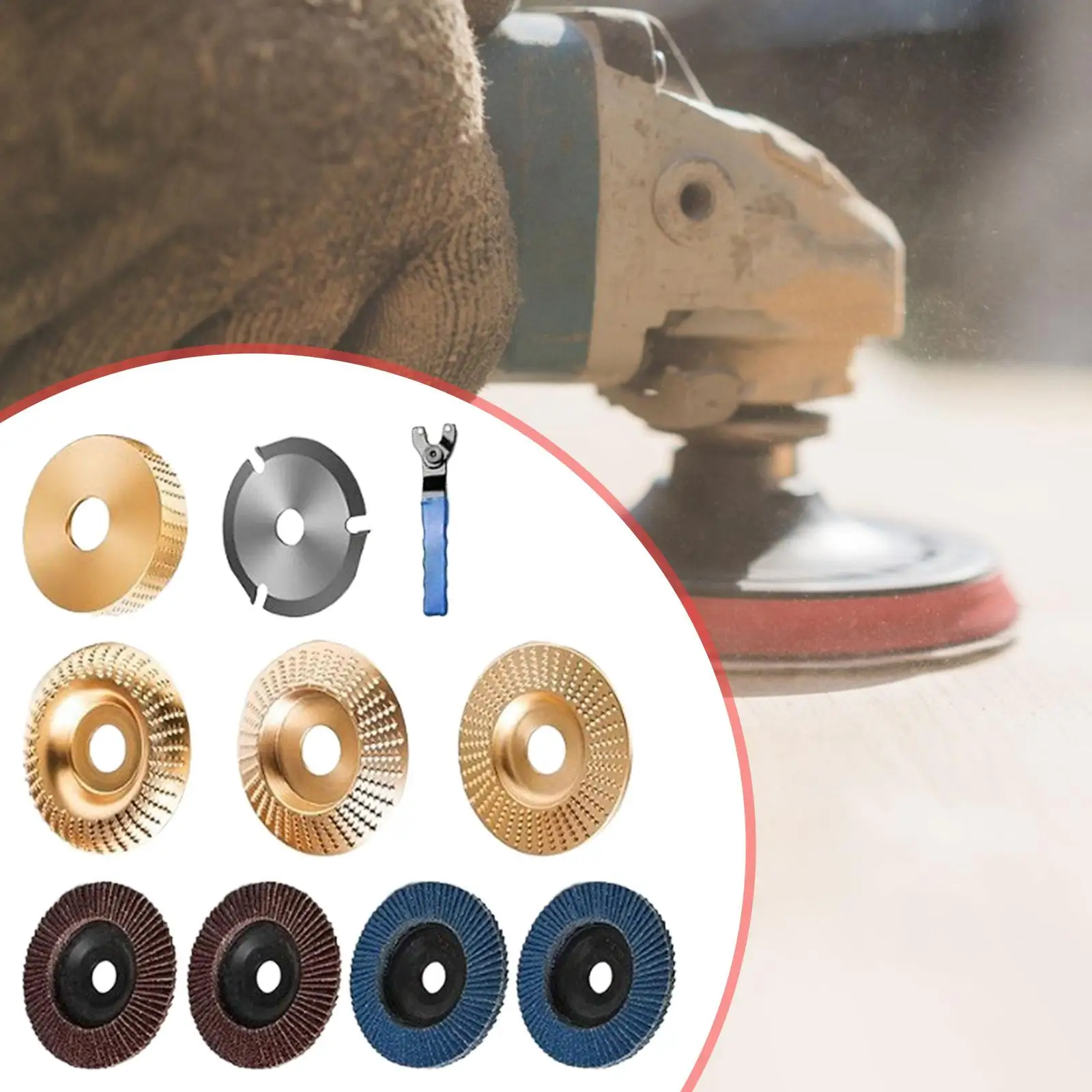 

Wood Carving Disc Set High Performance High Strength with Grinder Wrench Sturdy Easy to Use Accessories for Polishing Cutting